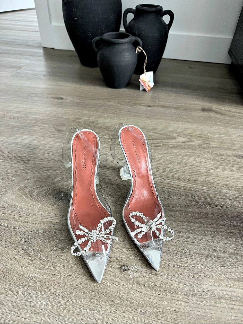 Amina Muaddi Begum Glass Sling 95 Transparent PVC Slingback Pumps PVC Heels in
